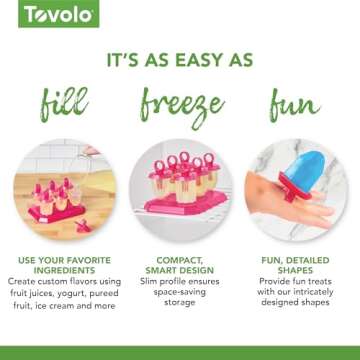 Tovolo Popsicle Molds with Sticks (6-Pack, Jewel Rings) - Reusable Ice Pop Molds & Sticks for Homemade Ice Pops & Frozen Snacks - Popsicle Maker with Stand, Dishwasher Safe & BPA-Free - Vivid Violet