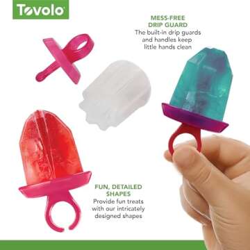 Tovolo Popsicle Molds with Sticks (6-Pack, Jewel Rings) - Reusable Ice Pop Molds & Sticks for Homemade Ice Pops & Frozen Snacks - Popsicle Maker with Stand, Dishwasher Safe & BPA-Free - Vivid Violet