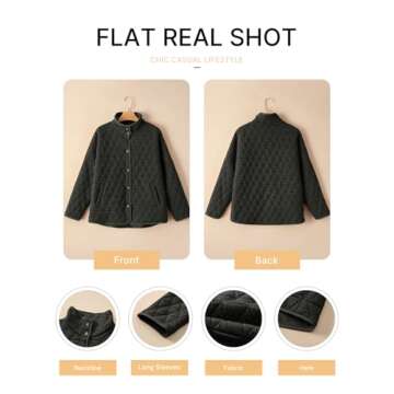 EVALESS Women's Lightweight Diamond Quilted Jacket 2024 Fashion Trendy Casual Fall Warm Winter Open Front Button Down Puffer Coat Outwear Cardigan,Black XX-Large