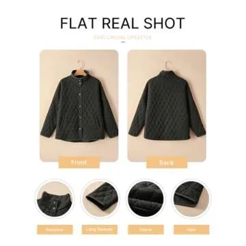 EVALESS Women's Lightweight Diamond Quilted Jacket 2024 Fashion Trendy Casual Fall Warm Winter Open Front Button Down Puffer Coat Outwear Cardigan,Black XX-Large