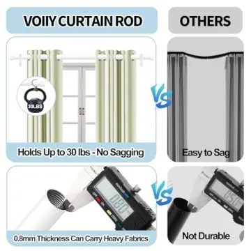 Stylish VOIIY White Curtain Rods 48 to 84 Inch | Chic and Durable