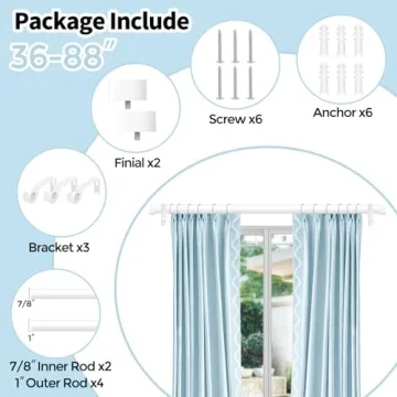 Stylish VOIIY White Curtain Rods 48 to 84 Inch | Chic and Durable