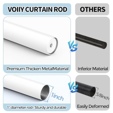 Stylish VOIIY White Curtain Rods 48 to 84 Inch | Chic and Durable