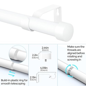 Stylish VOIIY White Curtain Rods 48 to 84 Inch | Chic and Durable