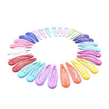 Art&Beauty 15 Pairs Colorful Assorted Glossy Snap Clips for Ladies and Girls