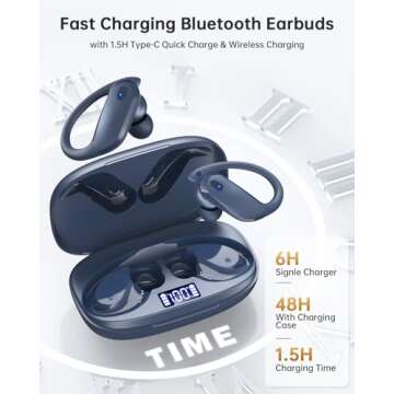 Durable Bluetooth Earbuds with 48H Playtime and IPX7