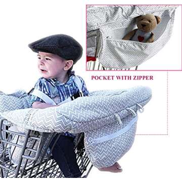 2-in-1 Baby Shopping Cart & Highchair Cover with Storage