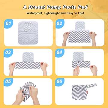 Damero Breast Pump Parts Bag, 2Pack Wet Bag for Breast Pump Parts Storage with Waterproof Mat, Gray Chevron