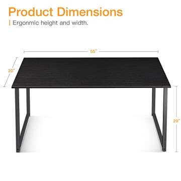 Coleshome 55 Inch Computer Desk, Modern Simple Style Desk for Home Office, Study Student Writing Des...