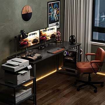 Coleshome 55 Inch Computer Desk, Modern Simple Style Desk for Home Office, Study Student Writing Desk, Dark Black