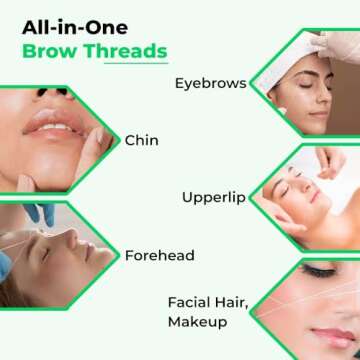 Organic Cotton Thread for Eyebrows Threading Thread Eyebrow Facial Hair Upperlips Shaping Hair Removal Thread for Forehead Chin Hair | Thread for Salon Spa Home Green 2 Spools x 300m by Zibell