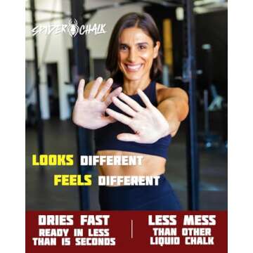 SPIDER CHALK Black Widow Liquid Chalk No Mess Weightlifting Gym Chalk, Lab-Grade, Skin-Friendly Safe Ingredients, Made in The USA