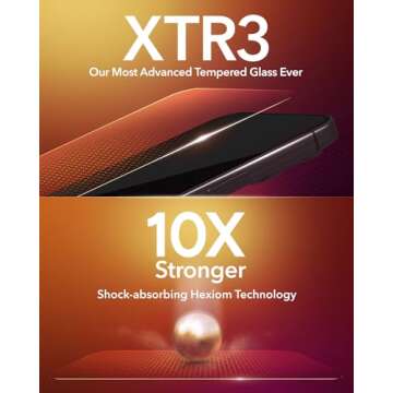ZAGG InvisibleShield Glass XTR3 iPhone 15 Pro Screen Protector - Blue-Light Filtration, 10X Stronger...