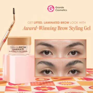 Grande Cosmetics Lamination Station | Eyebrow Serum For Thicker Brows | Brow Lamination Gel Shapes, Sculpts @ Sets With 12-Hour Hold