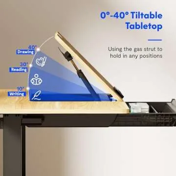 FLEXISPOT Electric Drafting Table Adjustable Height Standing Drawing Desk Extendable Top Craft Workstation w/Tilting Tabletop, Storage Drawer for Study, Office, Studio, Art, Adult & Kid, 47.2"x23.6"
