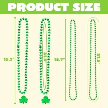 JOYIN 36 PCS St. Patrick's Day Necklaces, 18 Green Bead Necklaces and 18 Shamrock Necklaces, Irish Clover Party Supplies Set for Saint Patrick's Day Dressing-up Accessories