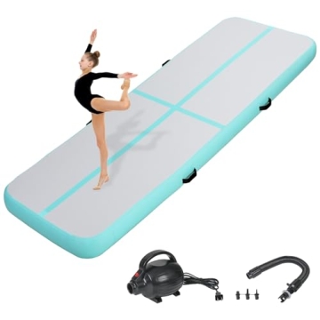 KIKILIVE Inflatable Air Gymnastics Tumbling Mat 10ft, Air Tumble Track Mat 4 inches Thickness with E...