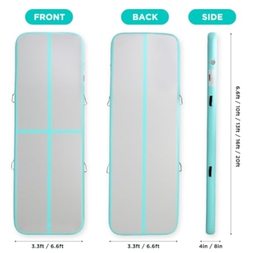 KIKILIVE Inflatable Air Gymnastics Tumbling Mat 10ft, Air Tumble Track Mat 4 inches Thickness with Electric Air Pump for Home Use Outdoor Training Cheerleading Yoga Water Beach Park