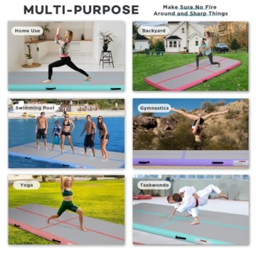KIKILIVE Inflatable Air Gymnastics Tumbling Mat 10ft, Air Tumble Track Mat 4 inches Thickness with Electric Air Pump for Home Use Outdoor Training Cheerleading Yoga Water Beach Park
