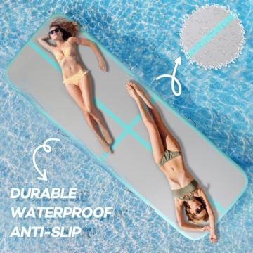 KIKILIVE Inflatable Air Gymnastics Tumbling Mat 10ft, Air Tumble Track Mat 4 inches Thickness with Electric Air Pump for Home Use Outdoor Training Cheerleading Yoga Water Beach Park