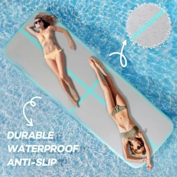 KIKILIVE Inflatable Air Gymnastics Tumbling Mat 10ft, Air Tumble Track Mat 4 inches Thickness with Electric Air Pump for Home Use Outdoor Training Cheerleading Yoga Water Beach Park