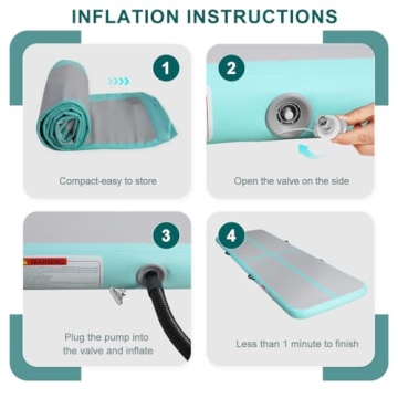 KIKILIVE Inflatable Air Gymnastics Tumbling Mat 10ft, Air Tumble Track Mat 4 inches Thickness with Electric Air Pump for Home Use Outdoor Training Cheerleading Yoga Water Beach Park