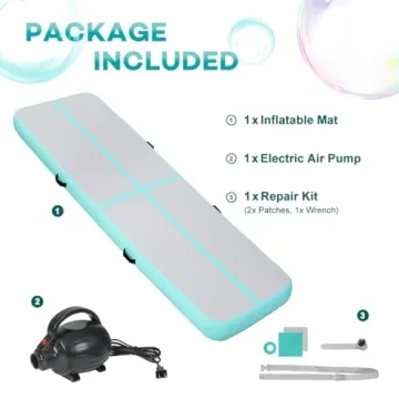 KIKILIVE Inflatable Air Gymnastics Tumbling Mat 10ft, Air Tumble Track Mat 4 inches Thickness with Electric Air Pump for Home Use Outdoor Training Cheerleading Yoga Water Beach Park