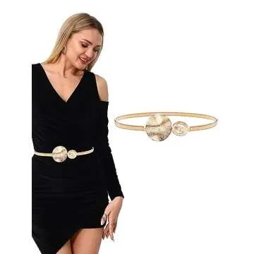 Onenine Gold & Silver Women's Elastic Pendant Chain Belt - Fashionable & Comfortable