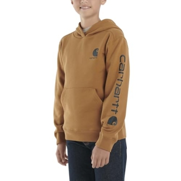 Carhartt Boys Long Sleeve Hooded Sweatshirt - Durable & Cozy in Carhartt Brown