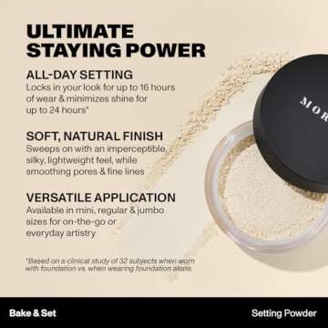 Morphe Jumbo Bake & Set Setting Powder - Lightweight, Talc-Free Finishing Powder for Face Makeup with a Soft, Natural Finish - Minimizes Shine for Up to 24HR - Brightening Pink (0.62 oz)
