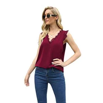 VIISHOW Women’s Stylish V Neck Lace Tank Top