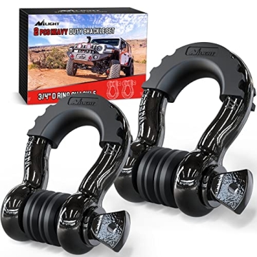 Nilight 2 Pack 4.75 Ton D-Ring Shackles for Off-Road Recovery
