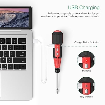 ORIA Electric Screwdriver Set, Rechargeable Cordless Screwdriver, Power Screwdriver, Small Repair Tool Kit with LED Light, 1/4'' Bit Holder, for Phones, Glasses, Camera, Laptop