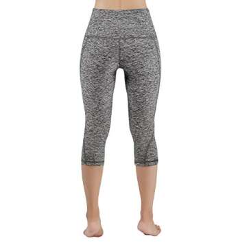 ODODOS Women's High Waist Yoga Capris with Pockets,Tummy Control,Workout Capris Running 4 Way Stretch Yoga Leggings with Pockets,GrayHeather,Medium