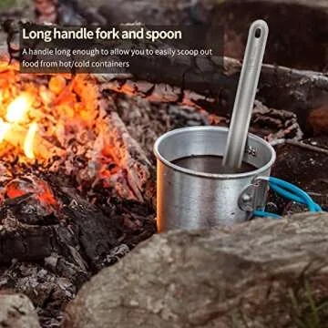 TiTo Titanium Long Handle Spork and Spoon Eco-Friendly Ultralight Portabale Flatware for Outdoor Camping Backpacking Hiking Travel Picnic Tableware with Bag(Spork)
