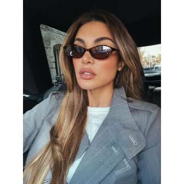 FEISEDY Retro Oval Cat Eye Sunglasses Women Stylish UV Protection