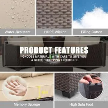 Stylish Brown Rattan Outdoor Furniture Set with Storage