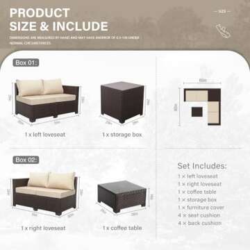 Stylish Brown Rattan Outdoor Furniture Set with Storage