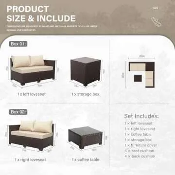 Stylish Brown Rattan Outdoor Furniture Set with Storage