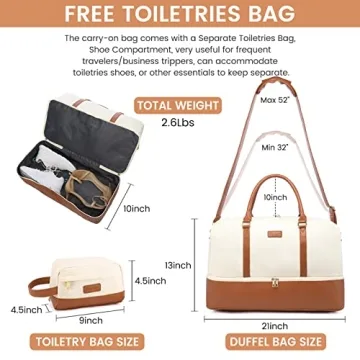 Realer Travel Duffle Bag with Shoe Compartment for Women