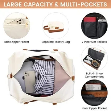 Realer Travel Duffle Bag with Shoe Compartment for Women