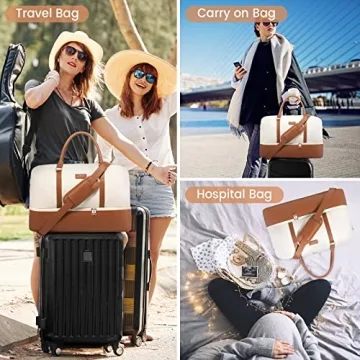 Realer Travel Duffle Bag with Shoe Compartment for Women