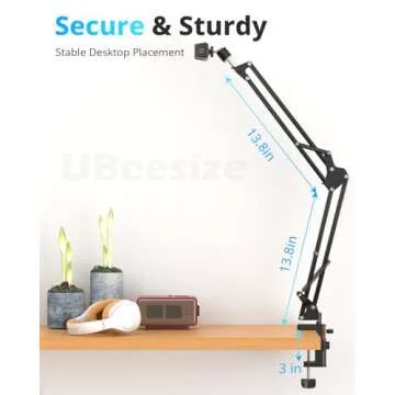 UBeesize Overhead Phone Mount Flexible Webcam Arm with Phone Holder and Ball Head Overhead Tripod for Phone Drawing Live Streaming Cooking Flat Photography