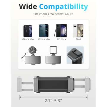 UBeesize Overhead Phone Mount Flexible Webcam Arm with Phone Holder and Ball Head Overhead Tripod for Phone Drawing Live Streaming Cooking Flat Photography