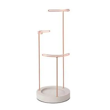 Umbra Tesora 3-Tier Jewelry Stand, Earring Holder, Accessory Organizer and Display, Concrete/Copper