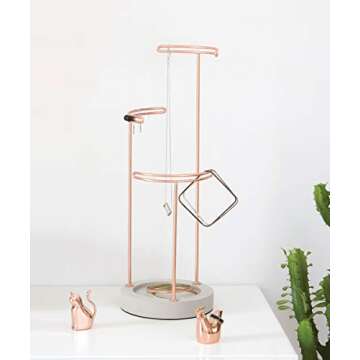 Umbra Tesora 3-Tier Jewelry Stand, Earring Holder, Accessory Organizer and Display, Concrete/Copper