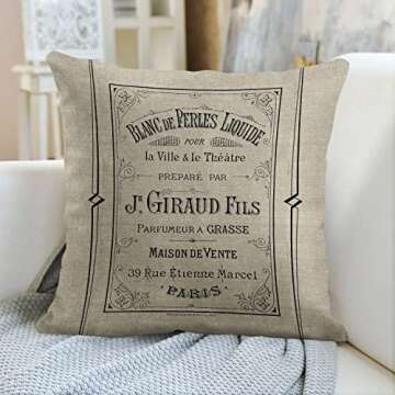 Emvency Throw Pillow Cover Vintage Advertisement French Perfume Ad Paris France Chic Decorative Pillow Case Home Decor Square 20 x 20 Inch Pillowcase