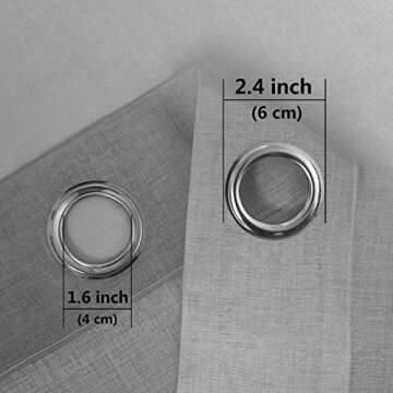 DWCN Grey Faux Linen Ombre Sheer Curtains - Semi Voile Gradient Grommet Top Curtains for Bedroom and Living Room, Set of 2 Window Curtain Panels, 52 x 84 Inches Long