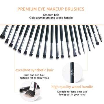 MSQ Eyeshadow Brushes Set 20pcs Makeup Eye Brushes Eyeshadow Blending Brush Eyebrow Eyeliner Lip Brush Beauty Brushes-Black