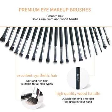 MSQ Eyeshadow Brushes Set 20pcs Makeup Eye Brushes Eyeshadow Blending Brush Eyebrow Eyeliner Lip Brush Beauty Brushes-Black